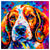 Colorful Beagle portrait in modern art style, perfect for home decor.