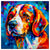 Colorful Beagle portrait in modern art style, perfect for home decor.