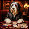 Vegas Volumizer Bearded Collie Dog playing cards at a luxury Vegas casino table