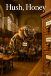 Hush Honey humorous bee librarian metal wall art print