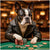 Boston Terrier artwork titled Betting Boston on ChromaLuxe Metal, featuring a vintage poker scene.