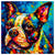 Colorful Boston Terrier portrait in modern art style, perfect for home decor.