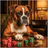 Craps Canine Boxer dog playing craps casino artwork printed on ChromaLuxe Metal