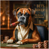 Bets Boxer dog playing poker holding cigar ChromaLuxe metal art print