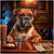 Lounge Linebacker Boxer Dog Relaxing in Bar Scene Metal Art Print