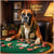 Full House Fighter Boxer Dog Casino Poker Scene Metal Art Print