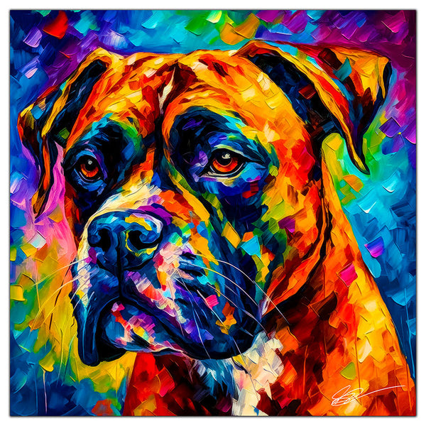 Colorful Boxer portrait in modern art style, perfect for home decor.