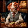 Suave Brittany dog at high roller lounge humorous casino artwork