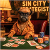 Brussels Griffon dog playing poker in casino scene wearing glasses and stylish outfit