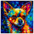 Colorful Chihuahua portrait in modern art style, perfect for home decor.