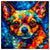 Colorful Chihuahua portrait in modern art style, perfect for home decor.