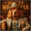 Cocker Spaniel in western poker outfit with hat and vest dog artwork metal print