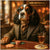 Elegant Cocker Spaniel in suit playing poker at upscale bar humorous canine art metal print