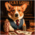 Sophisticated Corgi playing poker canine artwork metal print