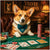 Velvet Pawsino Dapper Corgi Casino Dealer Metal Print