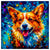Colorful Corgi portrait in modern art style, perfect for home decor.
