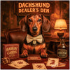 Dachshund dog playing poker dealer casino metal print