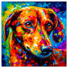 Colorful Dachshund portrait in modern art style, perfect for home decor.