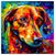 Colorful Dachshund portrait in modern art style, perfect for home decor.