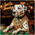 Dalmatian dog in trophy vest playing poker, humorous "Best Bluff" medal, poker table scene