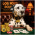 Dalmatian dog seated at poker table with bold poker chips and cards, humorous casino artwork