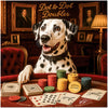 Playful Dalmatian enjoying a card game at an elegant casino table surrounded by poker chips