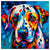 Colorful Dalmatian portrait in modern art style, perfect for home decor.
