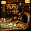Doberman dog at elegant casino poker table