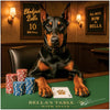 Blackjack Bella Doberman playing blackjack at luxury casino table