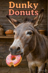 Cute donkey eating a sprinkled donut rustic bakery metal print wall art