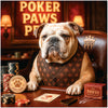 English Bulldog playing poker in casino setting metal print