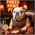 English Bulldog playing poker in casino setting metal print