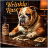 English Bulldog playing dominoes with vintage chew tin metal print
