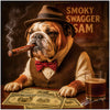 English Bulldog smoking cigar with Snoutbucks currency vintage bar scene metal print