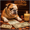 Bulldog Bellyflop humorous English Bulldog artwork with canine-themed money and poker chips