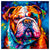 Colorful English Bulldog portrait in modern art style, perfect for home decor.