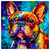 Colorful French Bulldog portrait in modern art style, perfect for home decor.