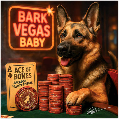 German Shepherd poker casino metal print for man cave home bar decor