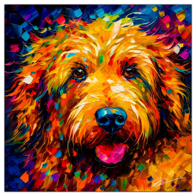 Golden Doodle colorful art print for minimalist home decor