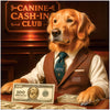 Golden Retriever in a suit with money and poker chips metal print