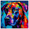 Colorful Great Dane portrait in modern art style, perfect for home decor.