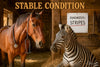 Stable Condition humorous horse veterinarian diagnosing zebra stripes metal print