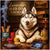 Husky dog seated at a lounge table with poker chips, a drink labeled Sled Smooth, Arctic Wraps in a glass, and two smartphones, under a sign reading Luxurious Sled Dog Lounge.