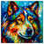 Colorful Husky portrait in modern art style, perfect for home decor.