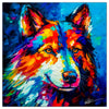 Colorful Husky portrait in modern art style, perfect for home decor.