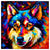 Colorful Husky portrait in modern art style, perfect for home decor.