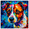 Colorful Jack Russell portrait in modern art style, perfect for home decor.