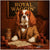 King Charles Cavalier in a tailored suit and bowtie seated at a gaming table with biscuit chips, tall-end reserve bottle, and paw-printed bills beneath a Royal Waggin’ Win sign.