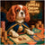 King Charles Cavalier in royal cape seated at a gaming table with gold coins, custom dog currency, and VIP cards beneath a sign that reads King Charles’ Dream Dollars.