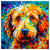 Colorful Labradoodle portrait in modern art style, perfect for home decor.